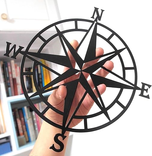 Metal Decorative Nautical Compass Wall Decor, Living Room Bedroom Office Porch Garden Patio Signs Wall Hanging Art Beach Theme Home...